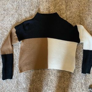 Block color crop sweater